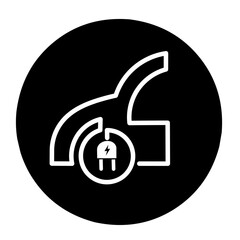 Electric car with plug icon symbol, EV car. car energy charging icon