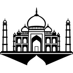 Black and white silhouette of the taj mahal