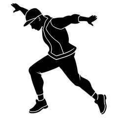 Silhouette of a runner in motion wearing a cap and vest