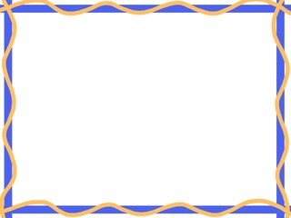 Cute frame with blue stripped pattern and orange wavy line shape in white background