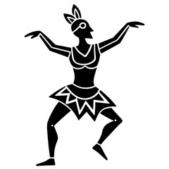 Stylized dancer in costume with feathered headdress