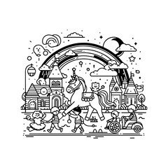 Fototapeta premium Line art drawing, perfect for little ones to color
