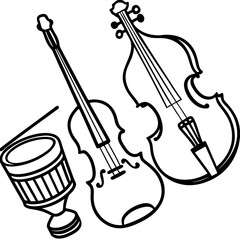 Violin and cello with a microphone illustration