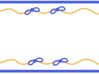 Cute frame stripped blue and wavy line orange with ribbon decoration