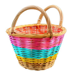 Colorful woven basket with handles