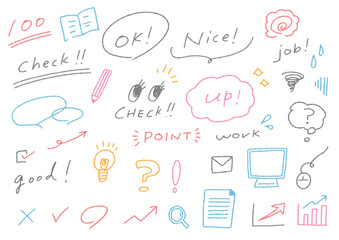 ビジネスシーン手書き素材セット