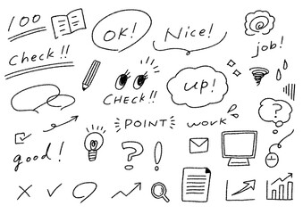 ビジネスシーン手書き線画素材セット