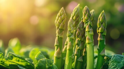 Fresh Asparagus Harvest Sunset Garden