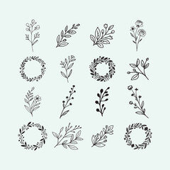 minimalist floral line art for wedding stationery and invitations