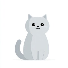 Obraz premium Adorable Light Gray Pixel Cat Sitting on White Background