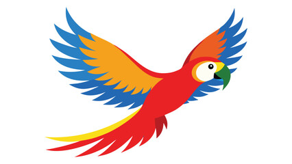 Obraz premium Colorful scarlet macaw parrot flying with wings spread wide