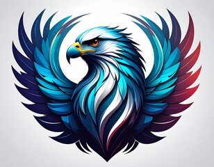 Obraz premium A vibrant cartoon vector illustration of a majestic eagle with blue wings, soaring gracefully as a symbol of wild nature