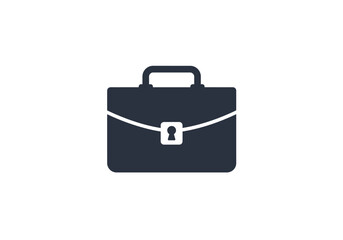Professional briefcase icon in a flat glyph style. A simple vector symbol for business, work, and career concepts.