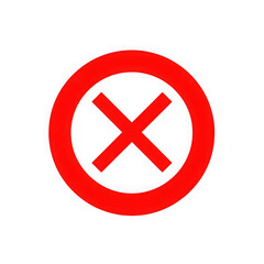 Obraz premium 3d icon of a bold red circle with a prominent cross inside, indicating an error or a negative response isolated on transparent background