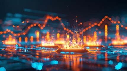 Obraz premium Exploring the rise in natural gas prices through burners and stock market trends
