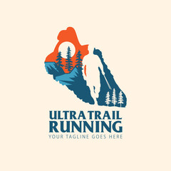 Ultra Trail running logo vector illustration on white background
