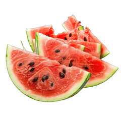 Slices of watermelon, red flesh, dark seeds
