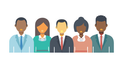 Diverse group of business people in suits and ties standing together isolated on white background