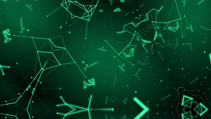 Abstract wave as smart grid background with blurred effect and RGB colors split. Plexus lines and dots in loop for Internet network connection wallpaper and big data transfer. Cyber space tech concept
