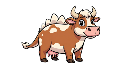 Photo of cartoon cow dinosaur hybrid animal isolated on transparent background