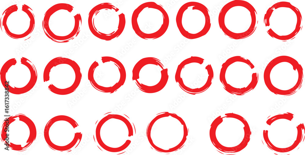 Poster red circular arrows isolated on transparent background