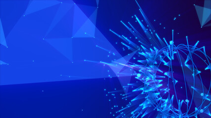 Wave of connection network dots of innovative creation. 3D rendering animation .