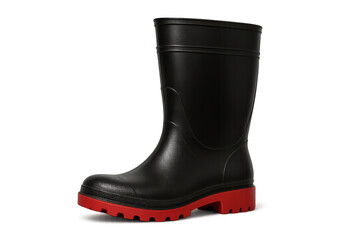 Rubber boots with red sole, perfect for gardening or any outdoor activity, isolated on transparent background