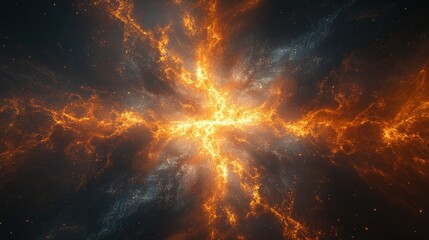 Abstract Cosmic Inferno: Radiating Energy Burst in Deep Space
