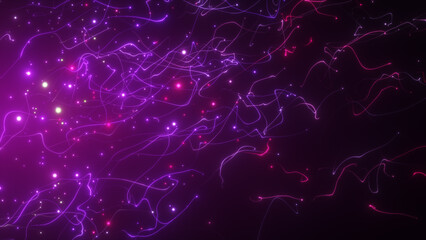 Futuristic technology background, grid dot connection, wave animation, depth of filed