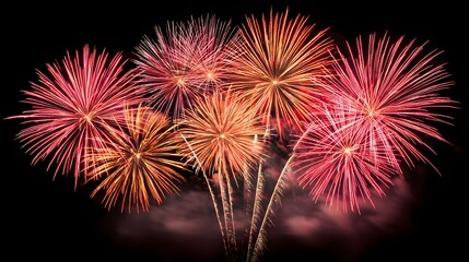 Colorful fireworks exploding in the night sky.
