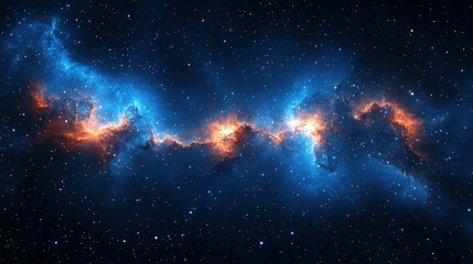 Cosmic Symphony: A Vibrant Nebula Amidst a Starry Expanse, Deep Space Art