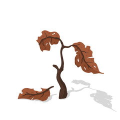 Dead or Dying Plant with Brown Leaves Illustration