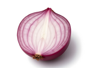 Close-Up of a Halved Red Onion With Layered Texture on White Background
