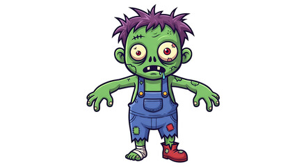 Cartoon baby zombie Halloween character – transparent background