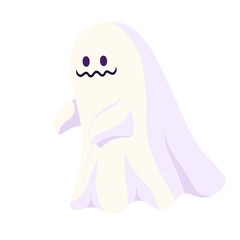 Cute Waving Ghost Illustration