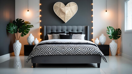 luxurious bedroom interior design with black theme 