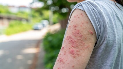 Close-Up of Contact Dermatitis on Arm Outdoors