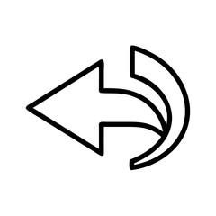Back arrow browser style vector icon for web navigation and UI design, Back arrow browser style vector, Browser back button icon, Left pointing navigation arrow, Web UI back arrow graphic

