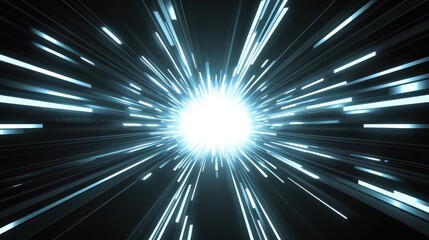 Obraz premium Futuristic light speed warp tunnel, abstract digital background, technology concept
