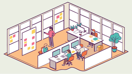 Open Cross-Team Collaboration Area with Modern Workspace Design Encouraging Interaction and Innovation