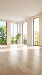 Fototapeta premium Bright, spacious room with large windows