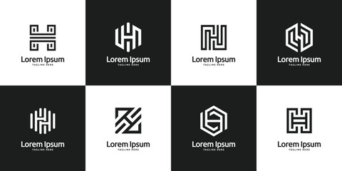 Set of letter H logo icon design
