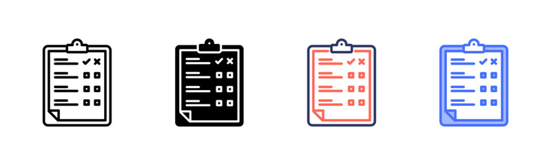 Questionnaire icon set multiple style collection