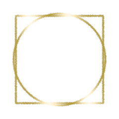 Golden circle and square geometric frame with transparent background
