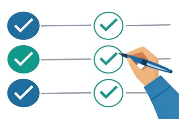 Completing tasks with a sleek blue pen marking progress on a check list symbolizing accomplishment