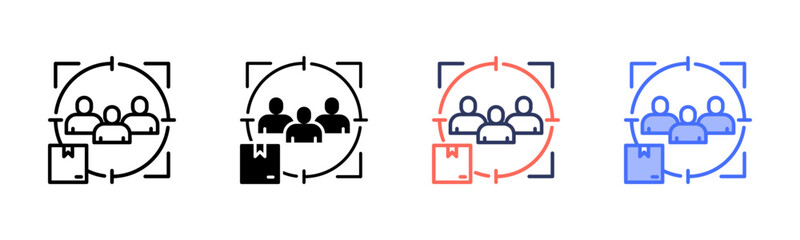 Target Market icon set multiple style collection