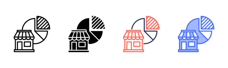Market Share icon set multiple style collection