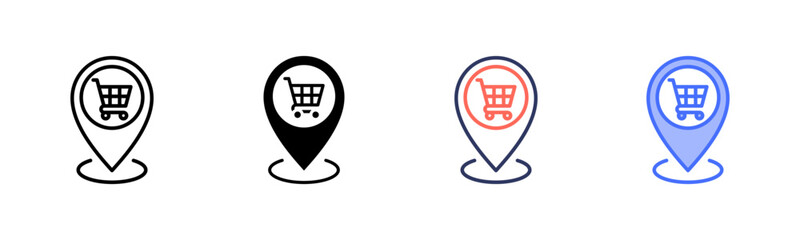 Market Positioning icon set multiple style collection