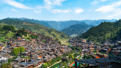 Panoramic View of a Mountainous Village
