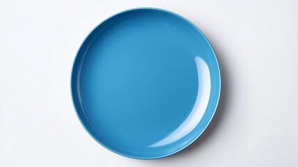 Classic blue plate shown clearly from top view on white surface. Ideal for recipe blogs, dishware branding, and dining content mockups.